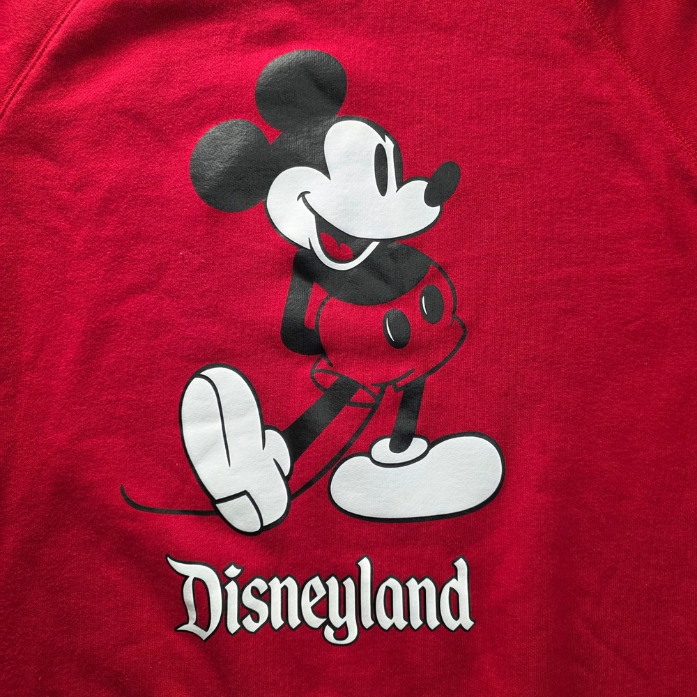 Disney Parks Disneyland Mickey Mouse Red Raglan Crewneck Sweatshirt Mens Medium - Picture 4 of 7